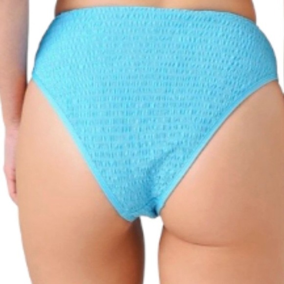 L Space Blue Smocked High Waist Bikini Bottoms Size S‎ - Picture 2 of 5